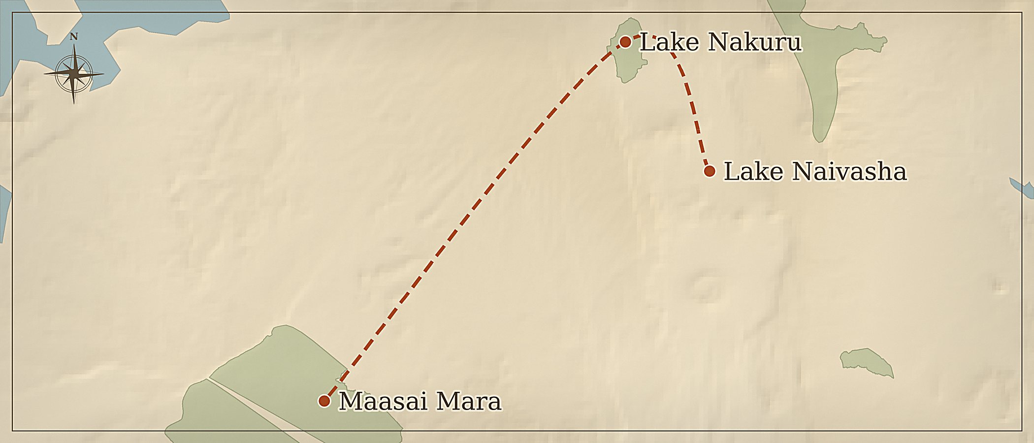 Mapa da rota — Incrível Quénia