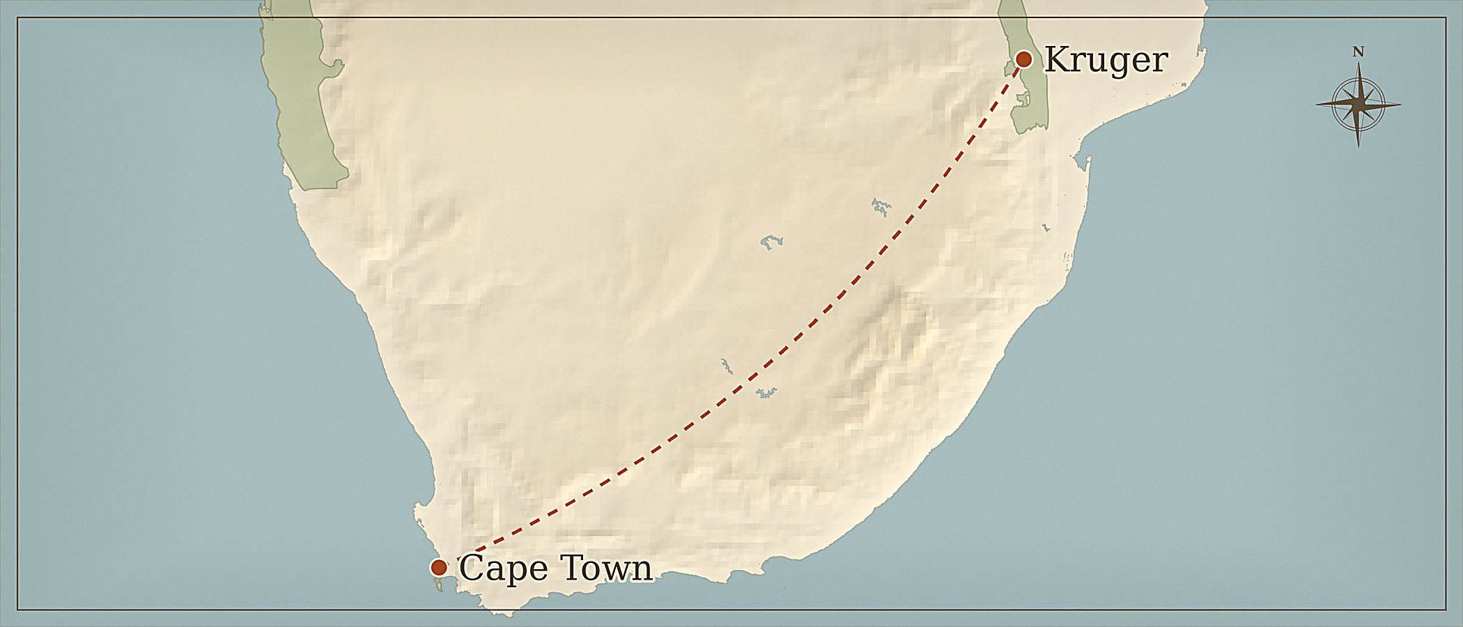 Mapa de la ruta — Ciudad Del Cabo Y Safari Por Parque Nacional Kruger (Luxury)
