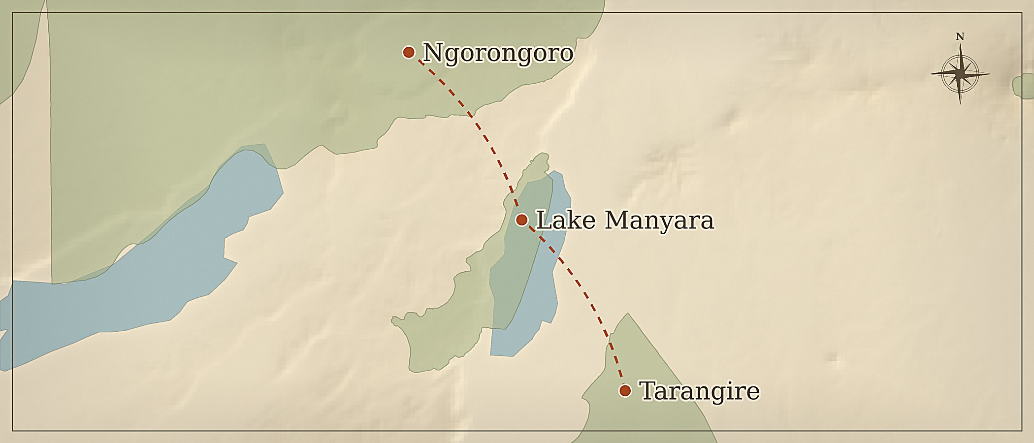 Mapa da rota — Essência da Tanzânia