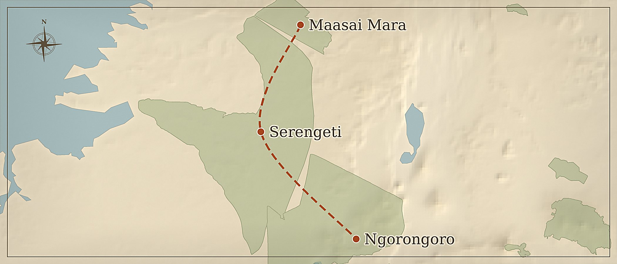 Mapa da rota — O Melhor do Quénia e da Tanzânia