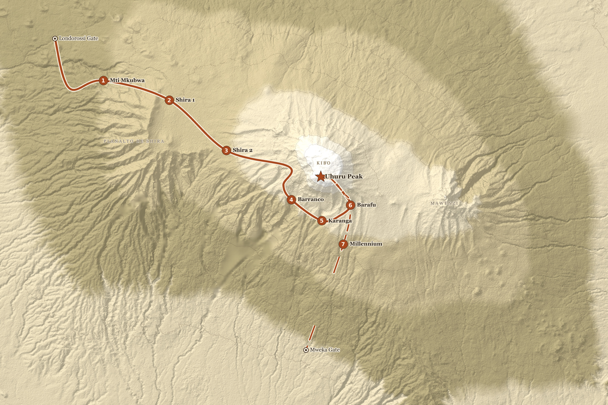 Route map — Lemosho Route