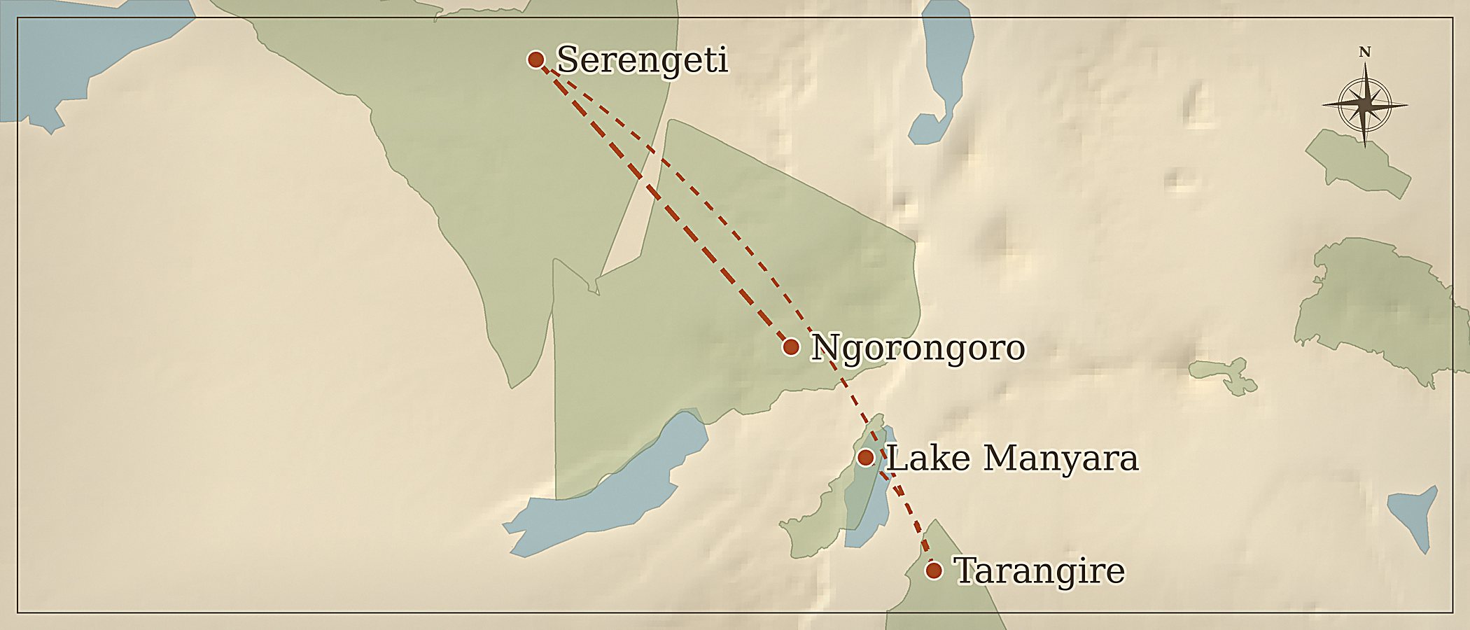 Mapa da rota — Viver entre leões