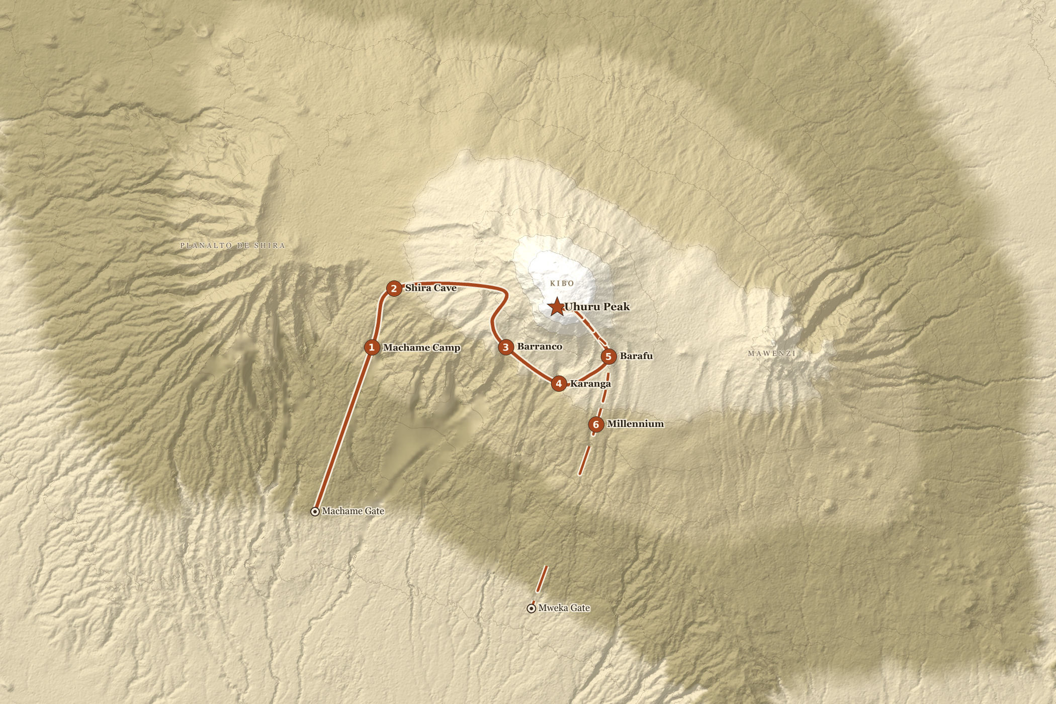 Route map — Machame Route