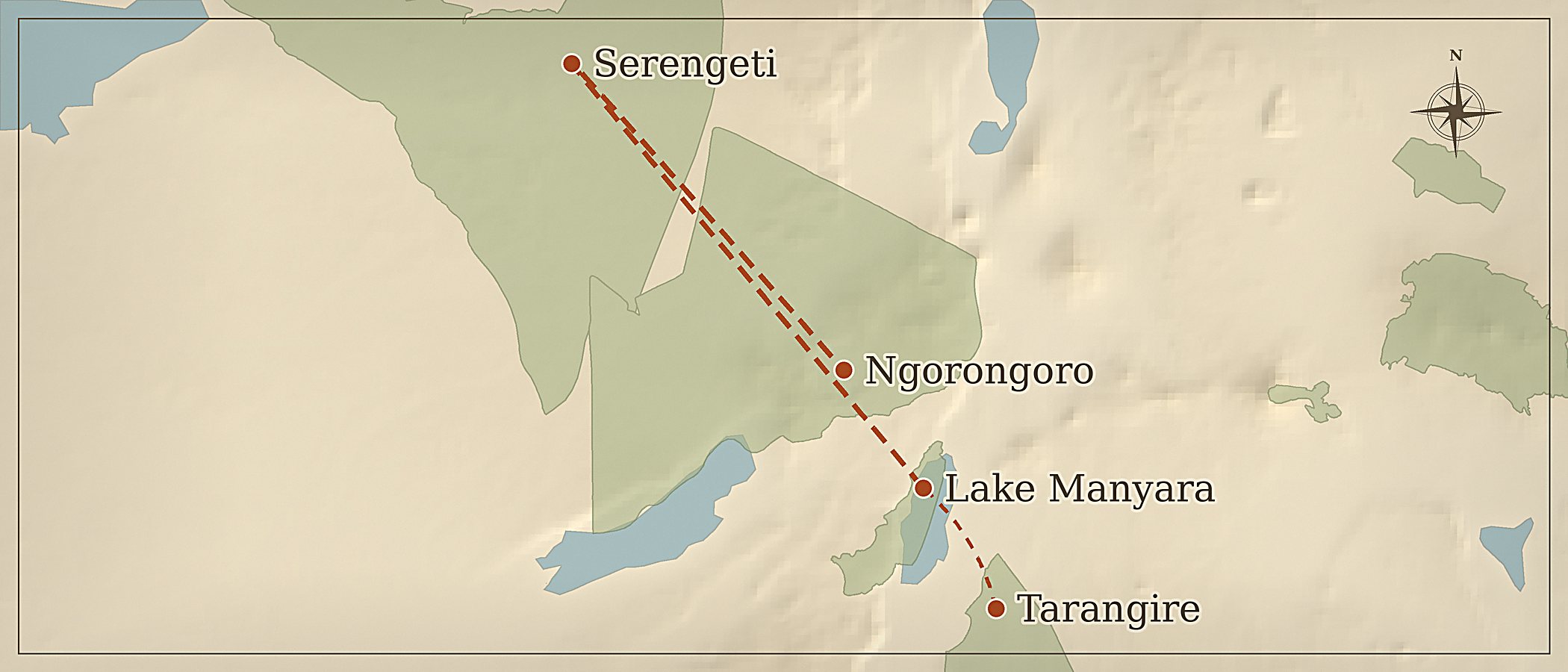 Route map — Majestic Tanzania