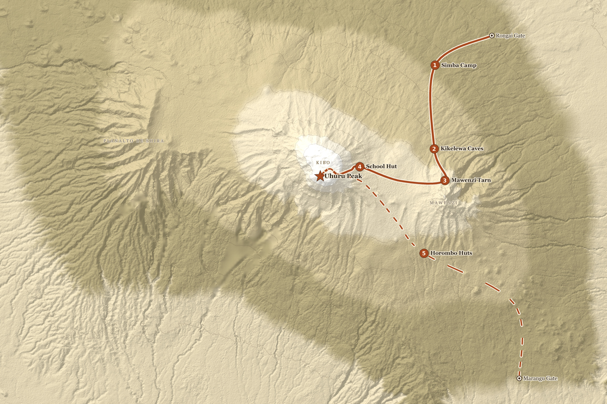 Route map — Rongai Route