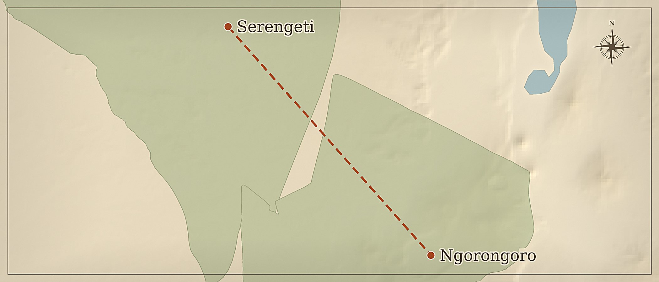 Mapa da rota — As Joias da Tanzânia