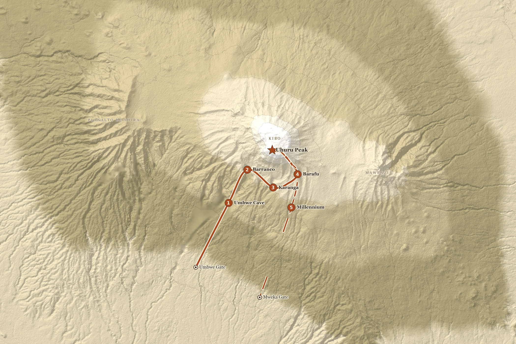 Route map — Umbwe Route
