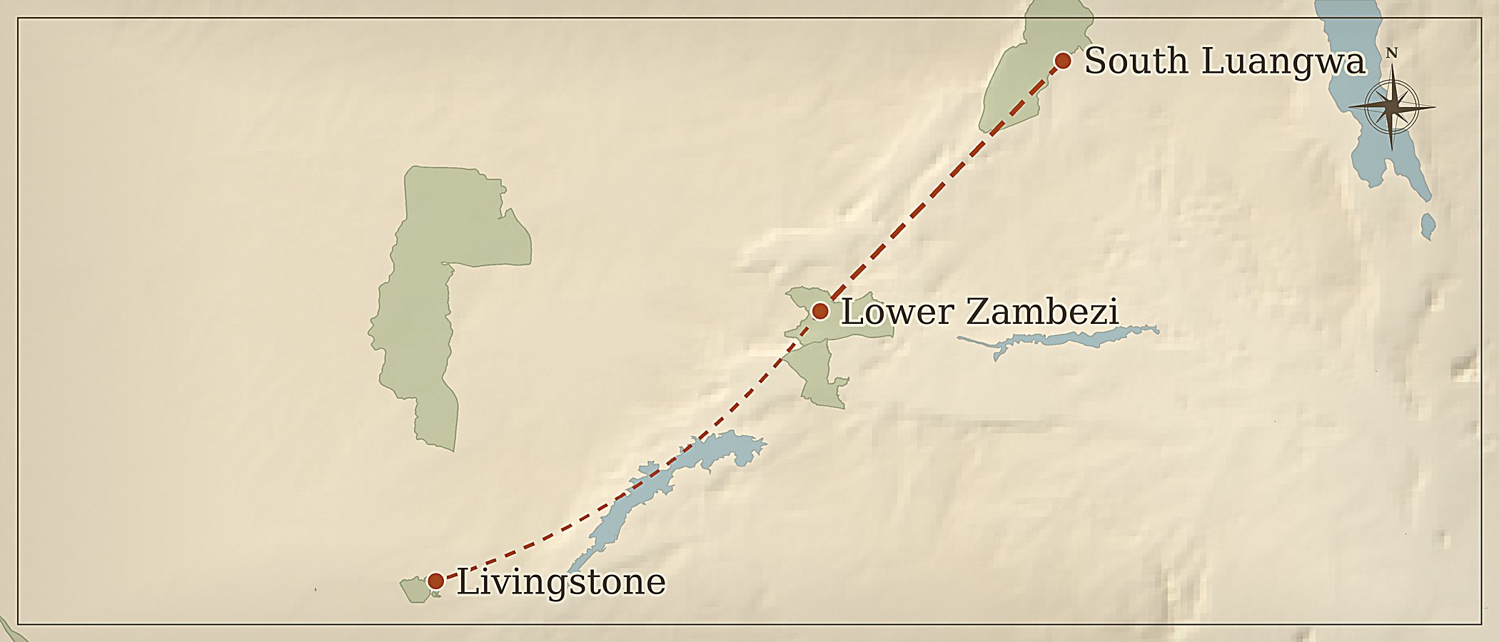 Mapa da rota — O melhor da Zambia